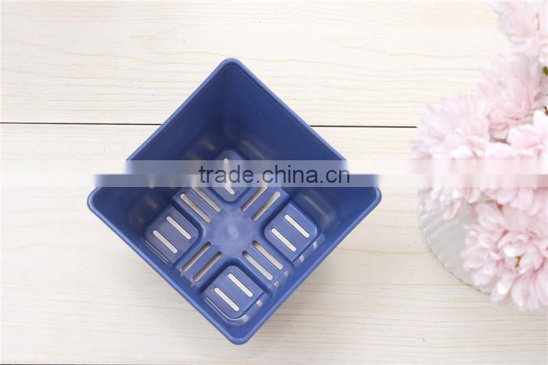 Plastic European Sqaure Pot Blue