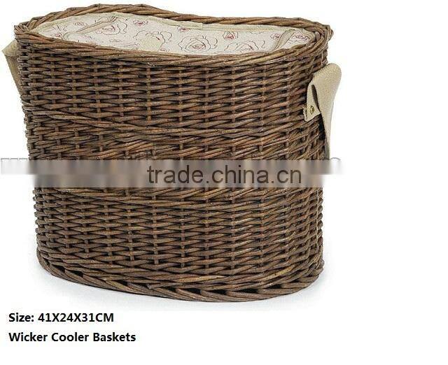 Brown wicker cooler baskets For sales