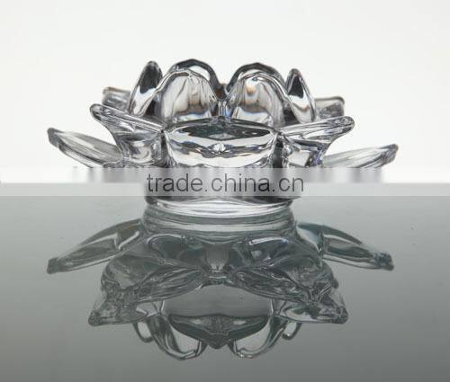 Hand made lotus flower shape crystal tealight candle holder
