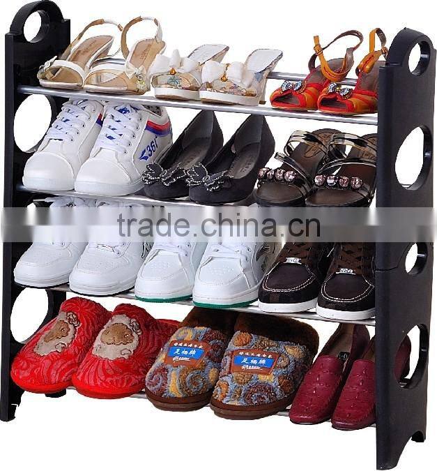 Store More Easy to Assemble 4 Tier Plastic Shoe Rack Storage