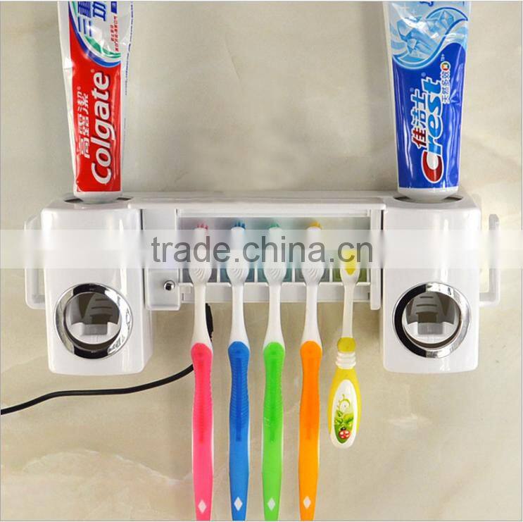 New Arrival Automatic Dual Toothpaste Holder Wall Mount UV Light Toothbrush Sterilizer Set For Wholesale