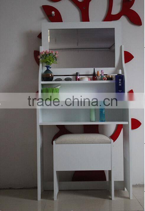 Bedroom Wooden Dresser, Make up Dressing Table Set, Table with Mirror & Stool