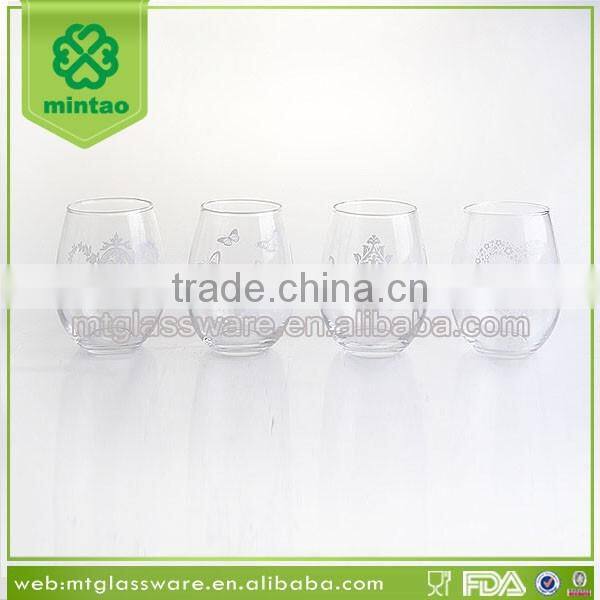 Fancy decal drinking water glass cup