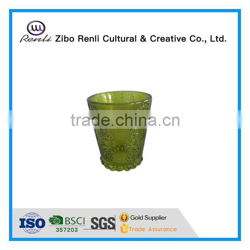 Green Vintage Bubble Votive Glass Candle Holder for Church