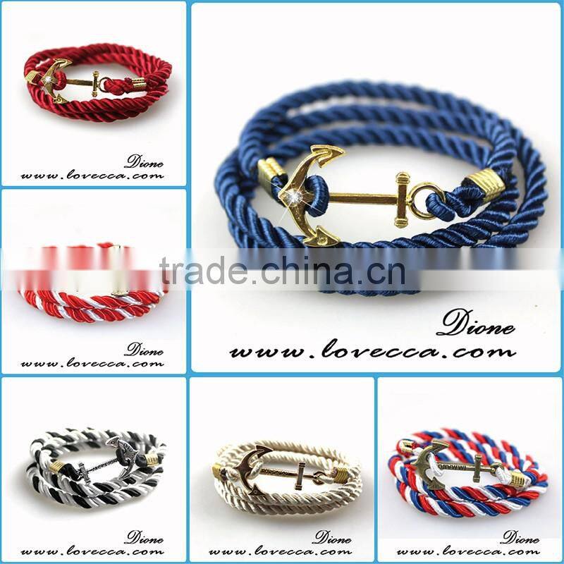 Wholesale Handmade Leather Anchor Bracelet for Men
