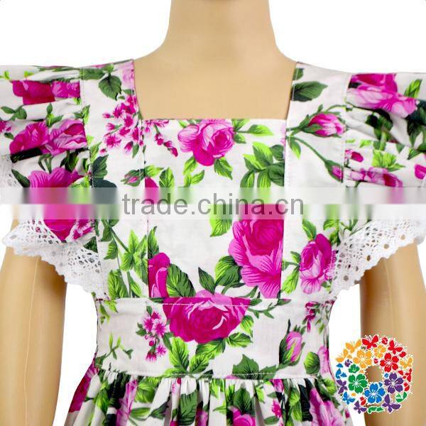 Wholesale Girls Boutique Flower Ruffle Summer Dresses Organic Cotton Lace 2016 Dress Fashion Design
