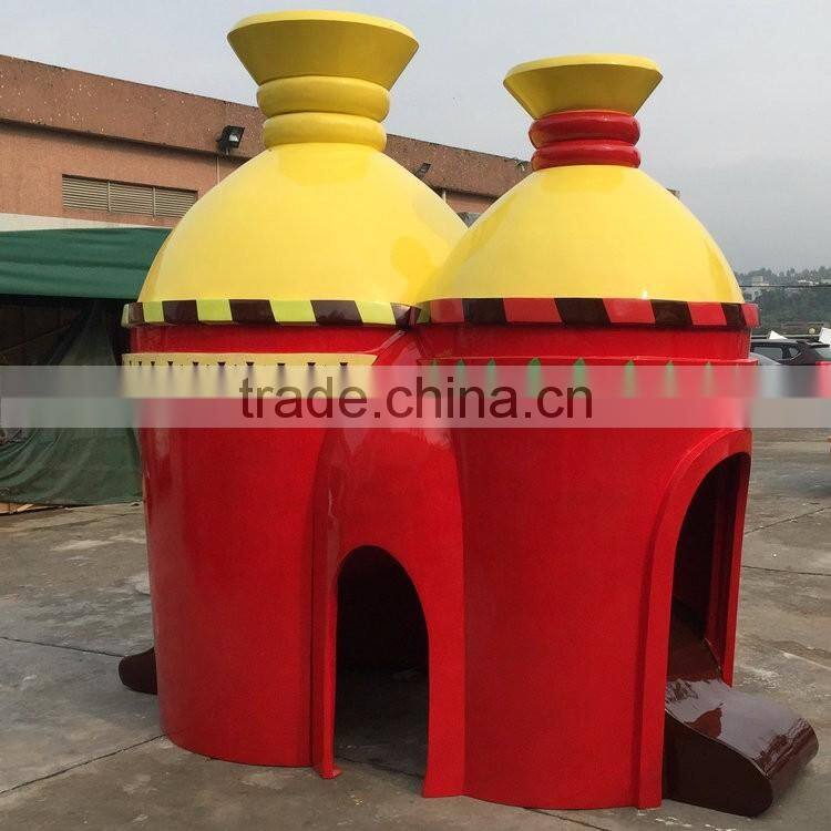 Outdoor fiberglass castle sculpture
