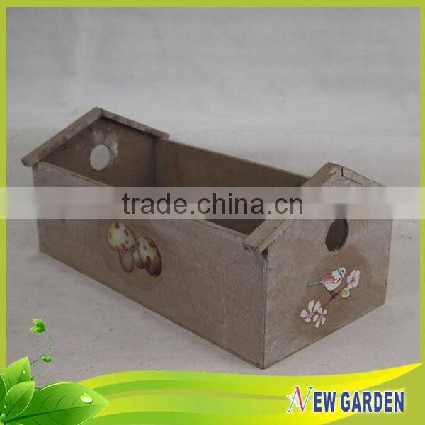 Modern Outdoor White Wood Planter,House Shape Flower Pot