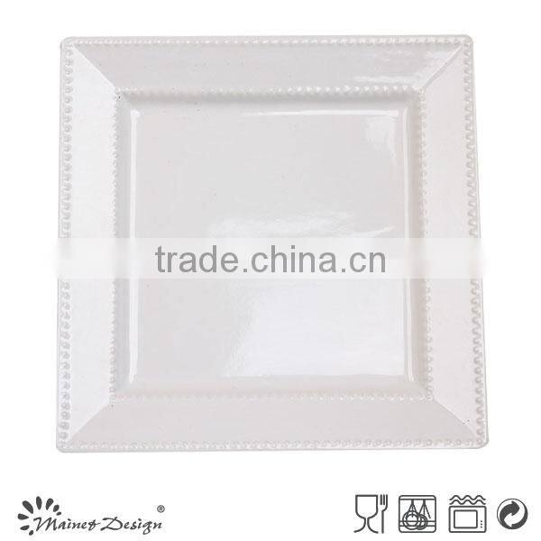 embossed White square white square dinner set