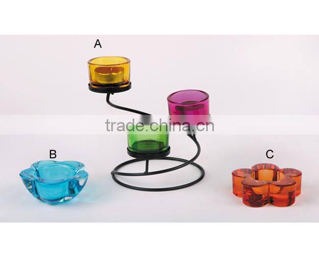 hot selling colorful glass candle holder