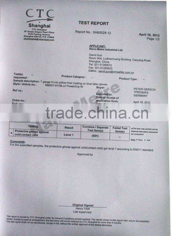 NMSAFETY winter use,orange nappy acrylic liner coated black latex glove