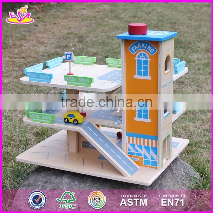 2017 new products children funny wooden parking garage toy W04B049