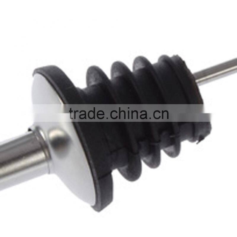 Stainless Steel Liquor Spirit Pourer Free Flow Wine bottle pourer Rubber Stopper