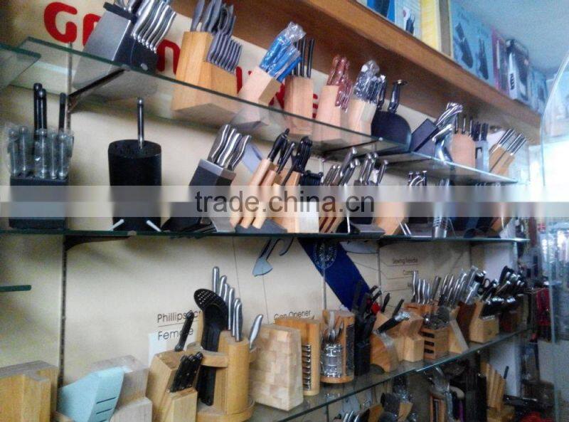 p45-059 6pc stainless steel color knife set with wooden folding block