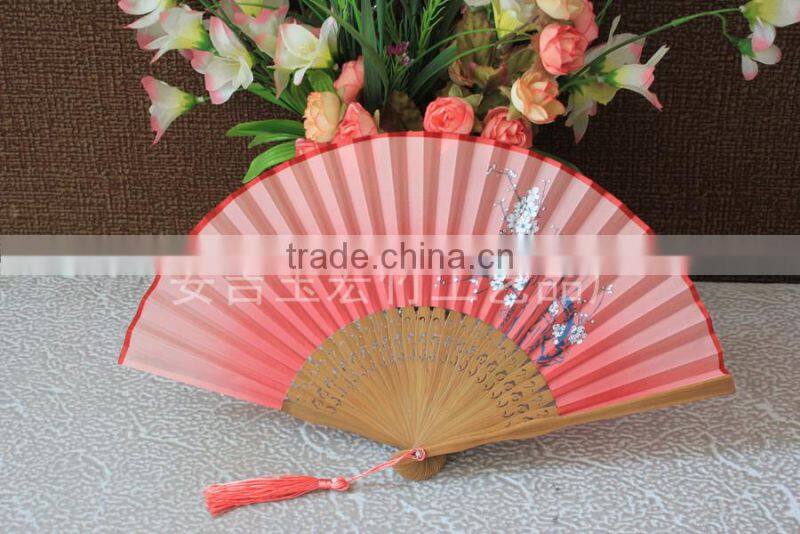 Chinese style silk hand folding fan