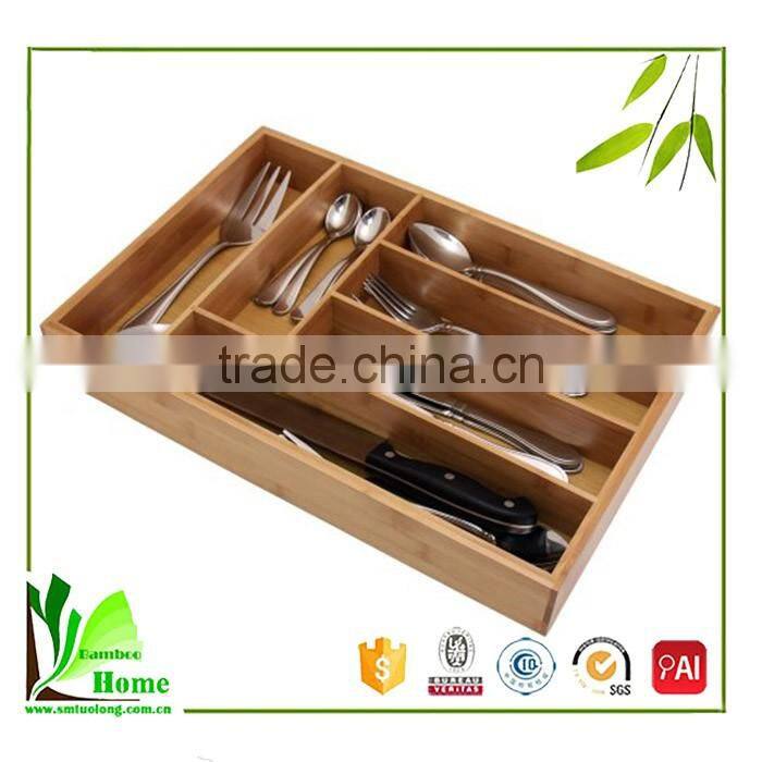 Quality-assured bamboo flatware organizer