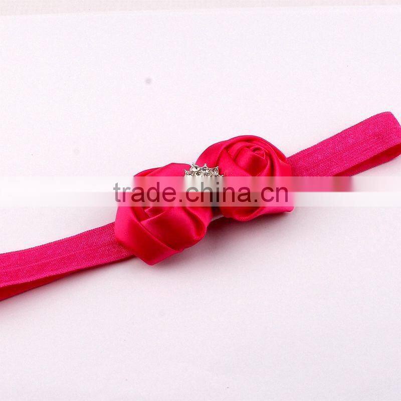rolled handmade rose flower headband satin flower hair band