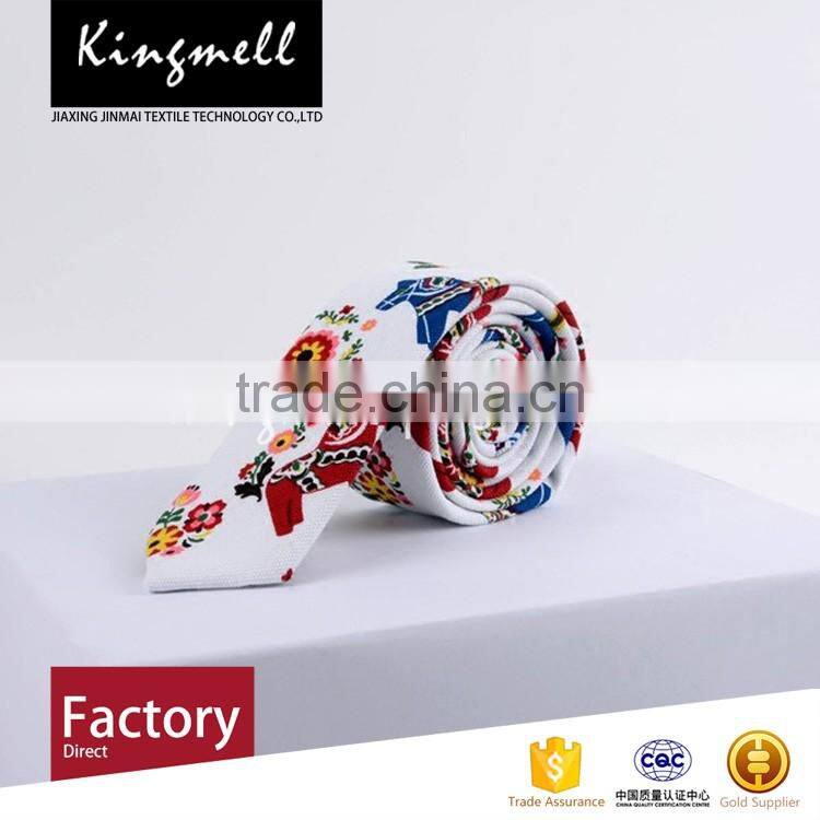 Custom new fashion digital printed cotton linen school tie