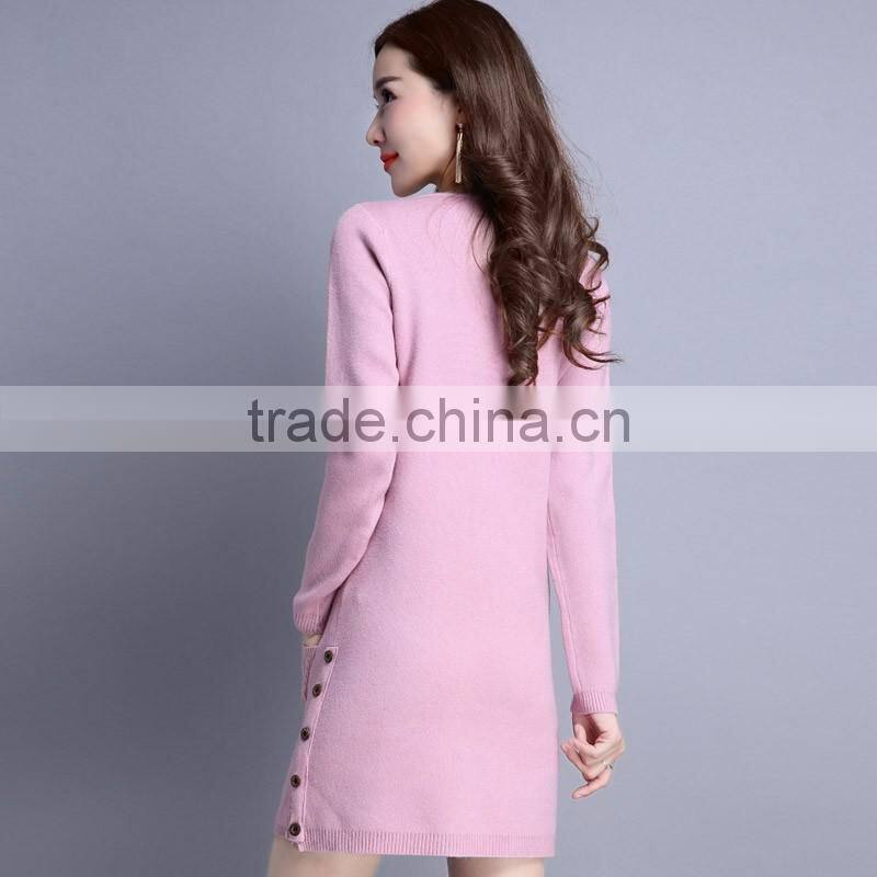 Ladies fashion clothing designs knit dresses wholesale pullover sweater dress for women