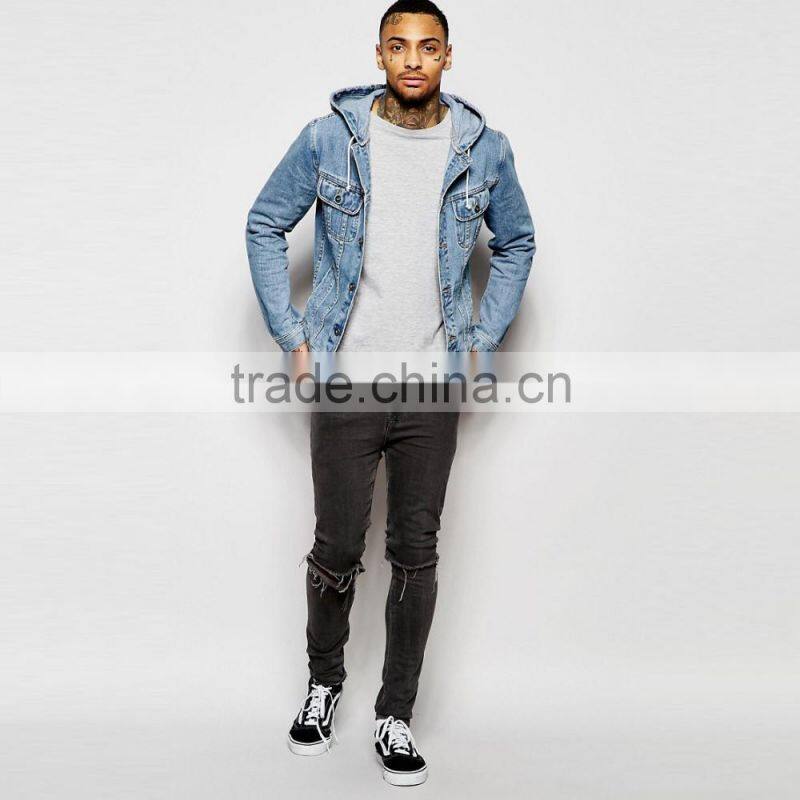 fashion denim jacket With Hooded Anorak Jacket With pocket great quality