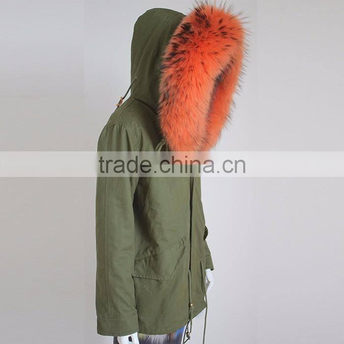 Myfur Customized Rainbow Colored Fox Fur Lined Parkas In Top Quality