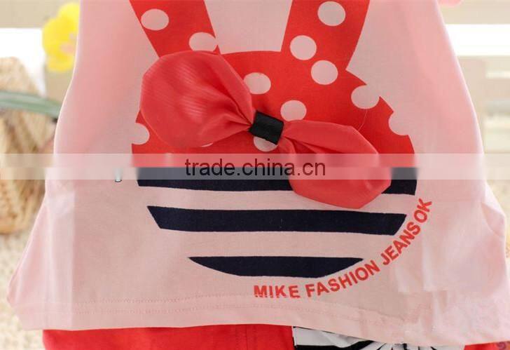 2014 girls summer suit Easter ruffle pants outfit, Girls Easter Bunny Outfit Set, lovely rabbit 2pcs clothing set with bows