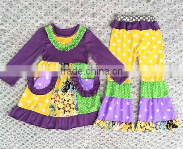 Boya new arrive autumn and winter New kids clothes girl baby long sleeve cotton flower casual suits baby clothing wholesale