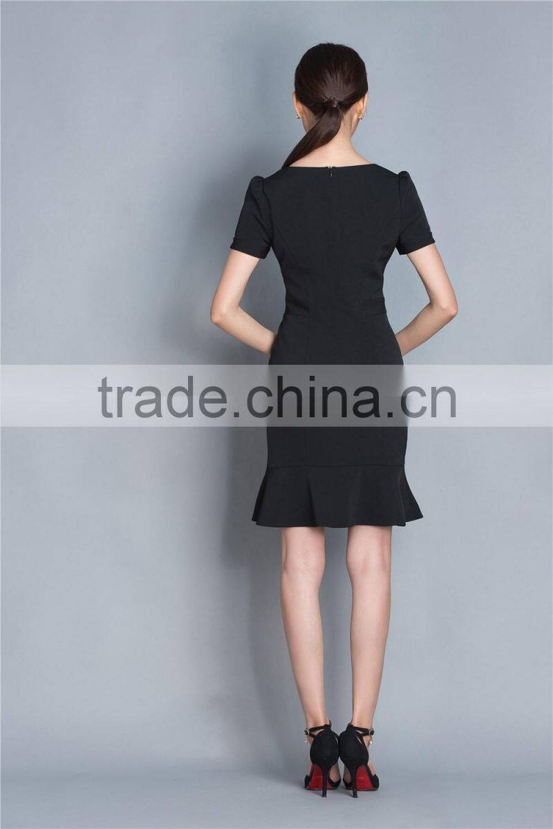 OEM Summer Pencil Elegant Airline Stewardess Uniform Fish Tail Career Dress