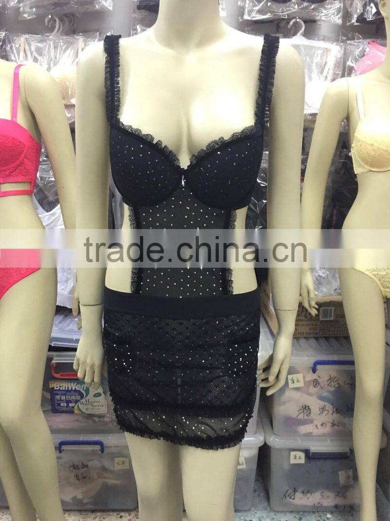 New arrival sexy baby doll with fantasitic decorative flower and lace