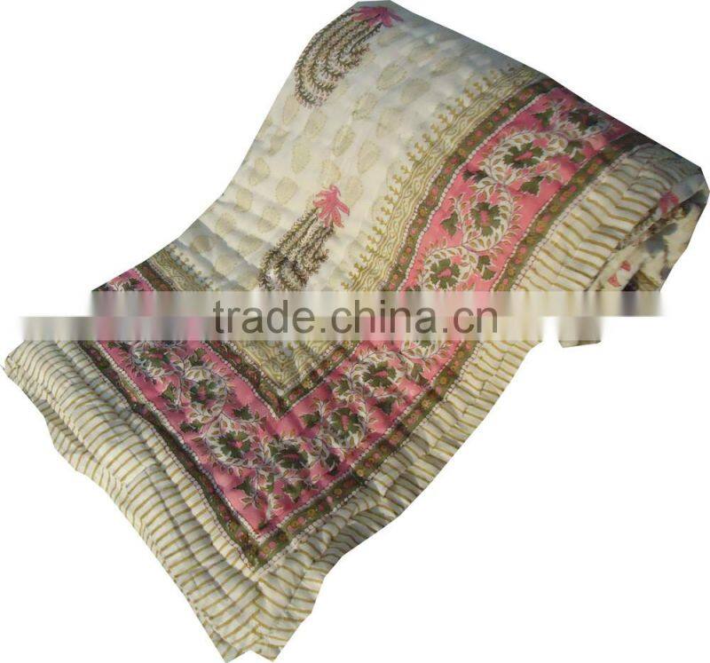 block printed bedspread / Quilt