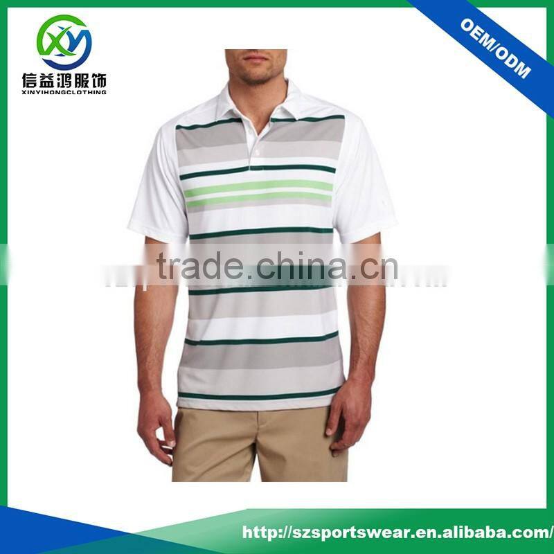 Latest sublimation Stripe Short Sleeve dry fit golf polo shirts wholesale