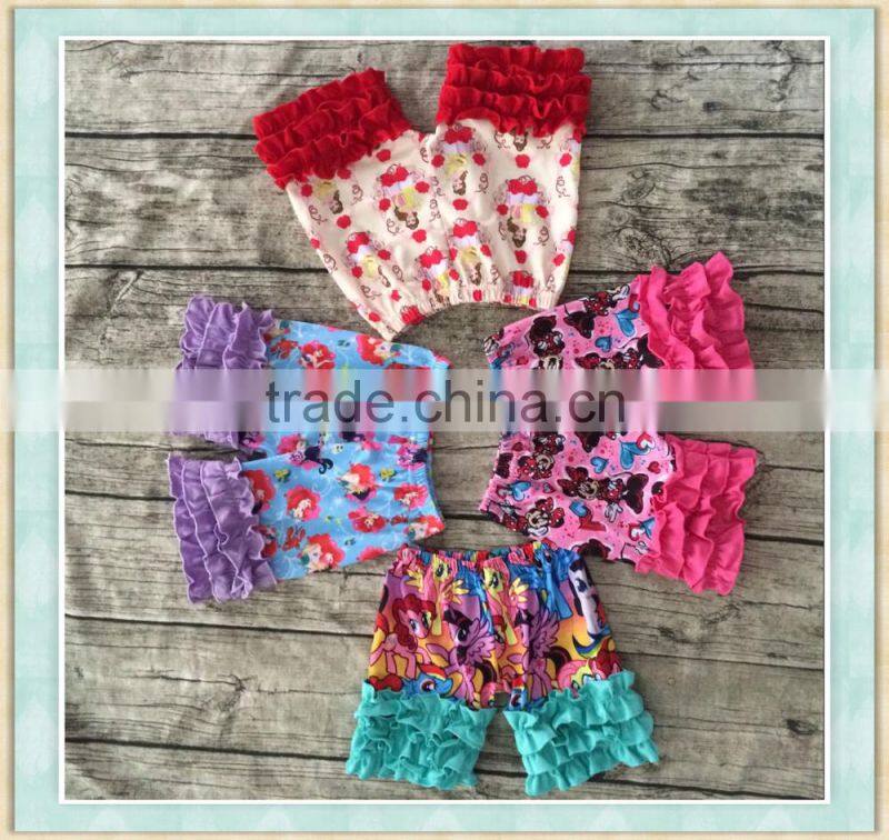 Wholesale cotton short shorts icing ruffle summer comfortable kids hot sale shorts