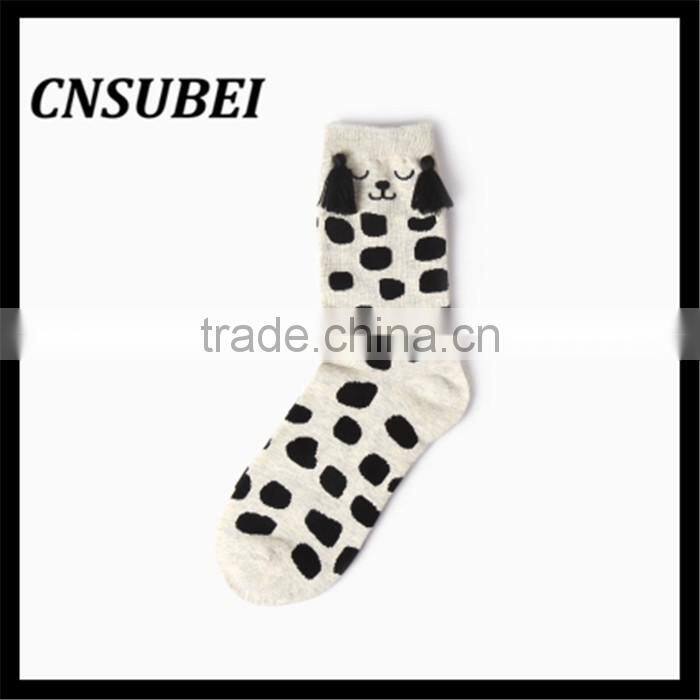 Shaoxing socks factory cute 3D cozy cartoon design young girl teen tube cartoon socks for wholesale