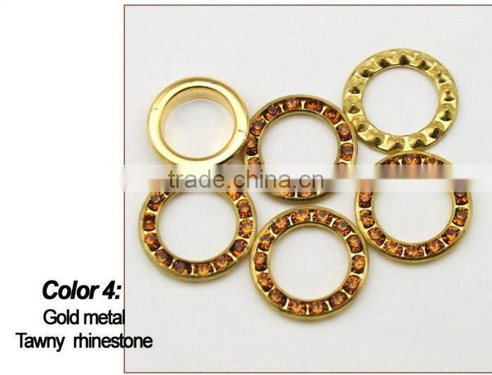 5 colors 22mm big round metal brass rhinestone eyelets crystal diamond grommets glass eyelets RE-22mm