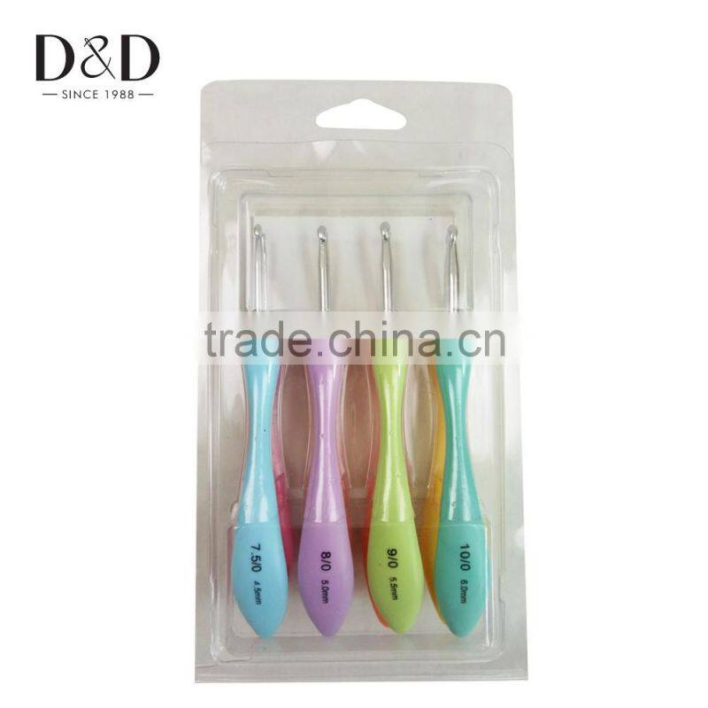 D&D Super Quality 8pcs/set Colorful Plastic Handle Aluminum Crochet Hook Knitting Needles Weave DIY Crafts Sewing Tools 8 Sizes