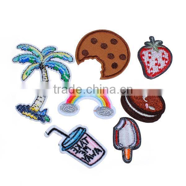 Fabric Iron On Patches At Random Coconut Tree Food Iron On Embroidery Patch