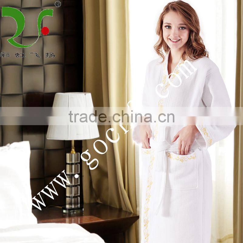 100% cotton women waffle spa robe