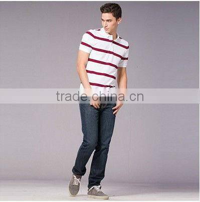 Contrast color stripe cotton Polo T-shirts
