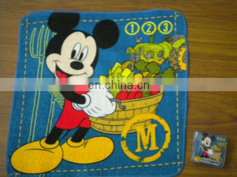 customized compressed magic towel 100% cotton towel fabric with printed Mickey mouse