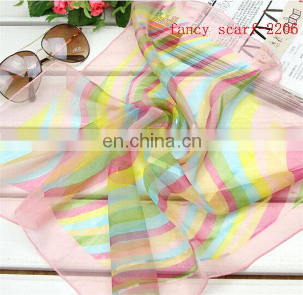 square Silk chiffon Scarf with screen printing