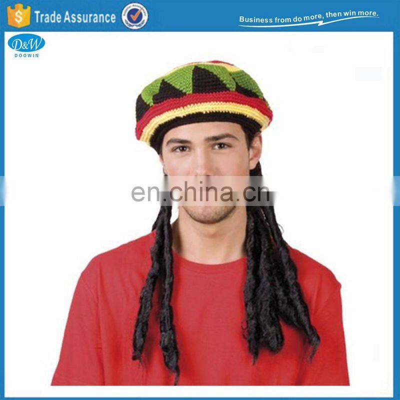 Adult Jamaican Rasta Hat with Dreadlocks Wig Lace Front Wig