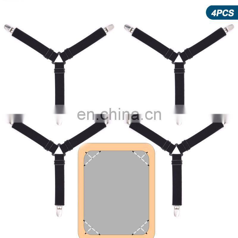 2017 yiwu fashion hot sale set 4pcs Triangle Mattress Pad Cover Clips holder Bed Sheet Holder