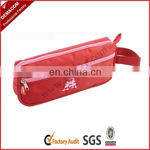 Sweet Strawberry Printed Pink Pencil Cases With Key Ring