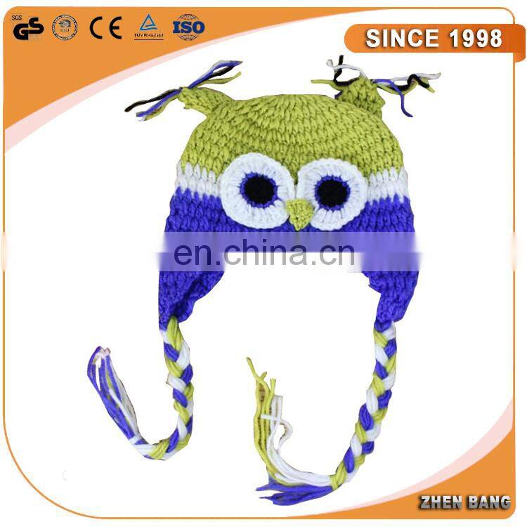 Custom winter hand knitted crochet wool girl baby hat