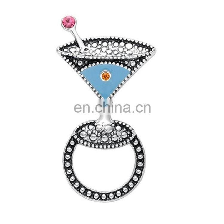 Made in China Fancy Antique Silver Plating Glass Design Magnetic Brooch Pin