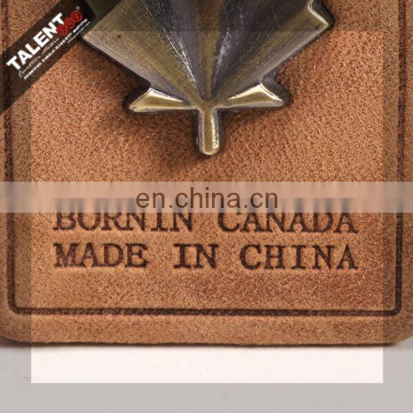 customized fashion logo special metal real leather badge patch for jeans
