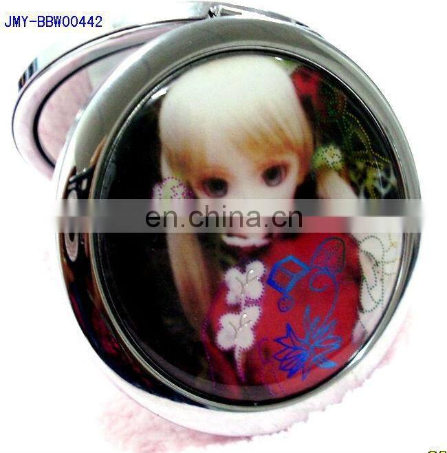 Cute Barbie doll fashion promotional matel pocket mirror