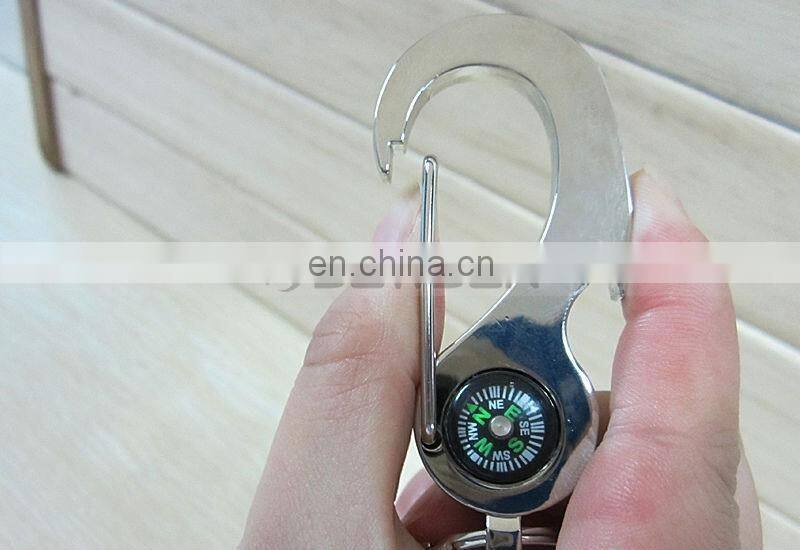 Multifunctional Climbing Hook Compass Keychain Metal