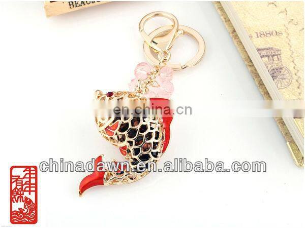 Fashion gift rhinestone carp keychain CD-KD008