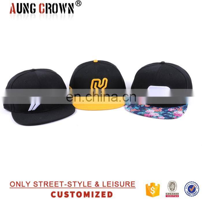 Custom fashion embroidered logo acrylic snapback cap boys
